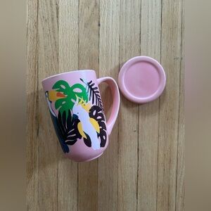 David’s Tea Pink Tropical Bird Coffee Tea with Lid